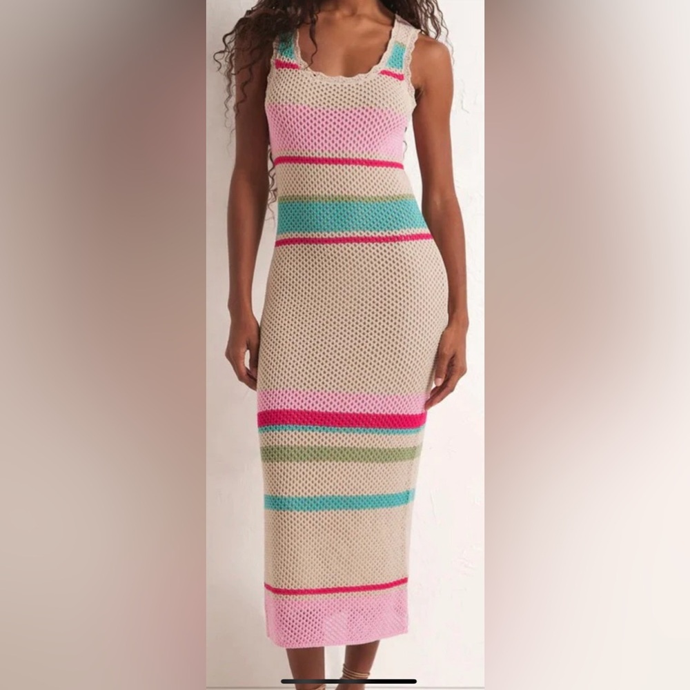 NWoT Z Supply Ibiza Stripe Crochet Dress-Large